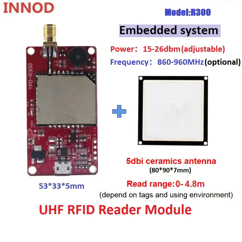 R300 RFID UHF Reader Module for ESP32 Raspberry Pi Arduino | UHF Access Control TTL UART | Free SDK Included