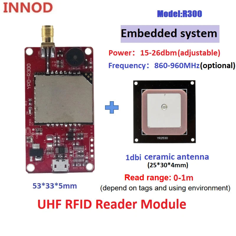 R300 RFID UHF Reader Module for ESP32 Raspberry Pi Arduino | UHF Access Control TTL UART | Free SDK Included