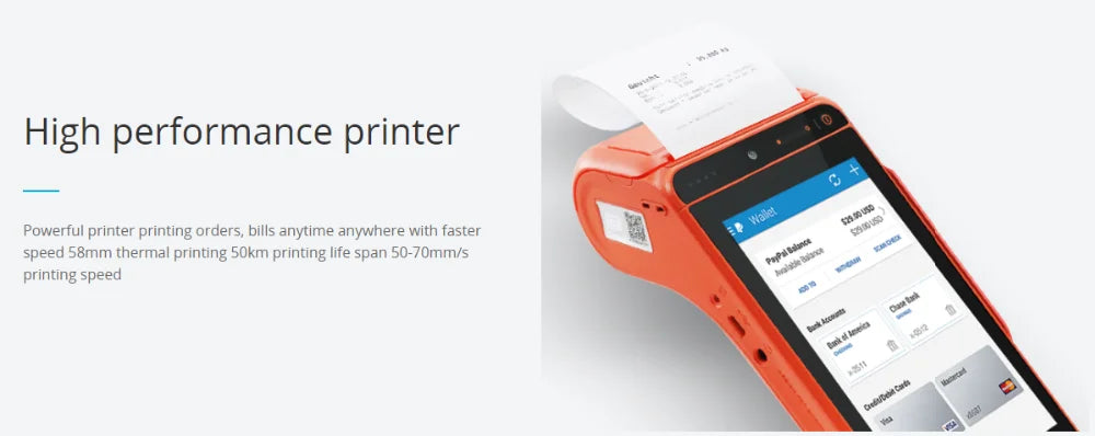 Urovo i9100 Android PDA 4G WIFI Bluetooth NFC smart POS payment terminal with thermal printer 58mm
