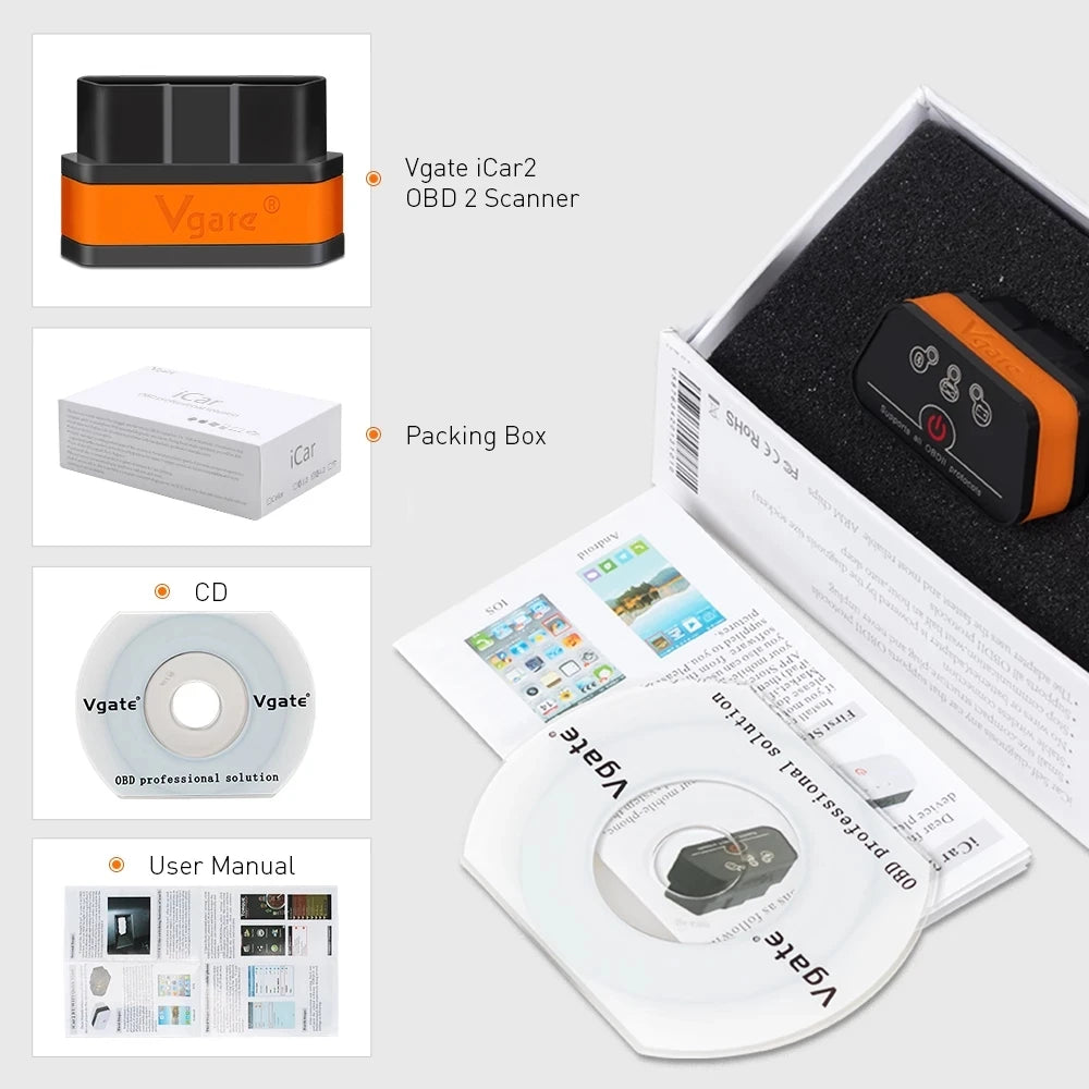 2026 Icar2 Vgate V2.1 OBD2 Scanner Bluetooth Wifi Automotive Diagnostic Scanner Tool OBD II Code Reader for Android/PC/IOS