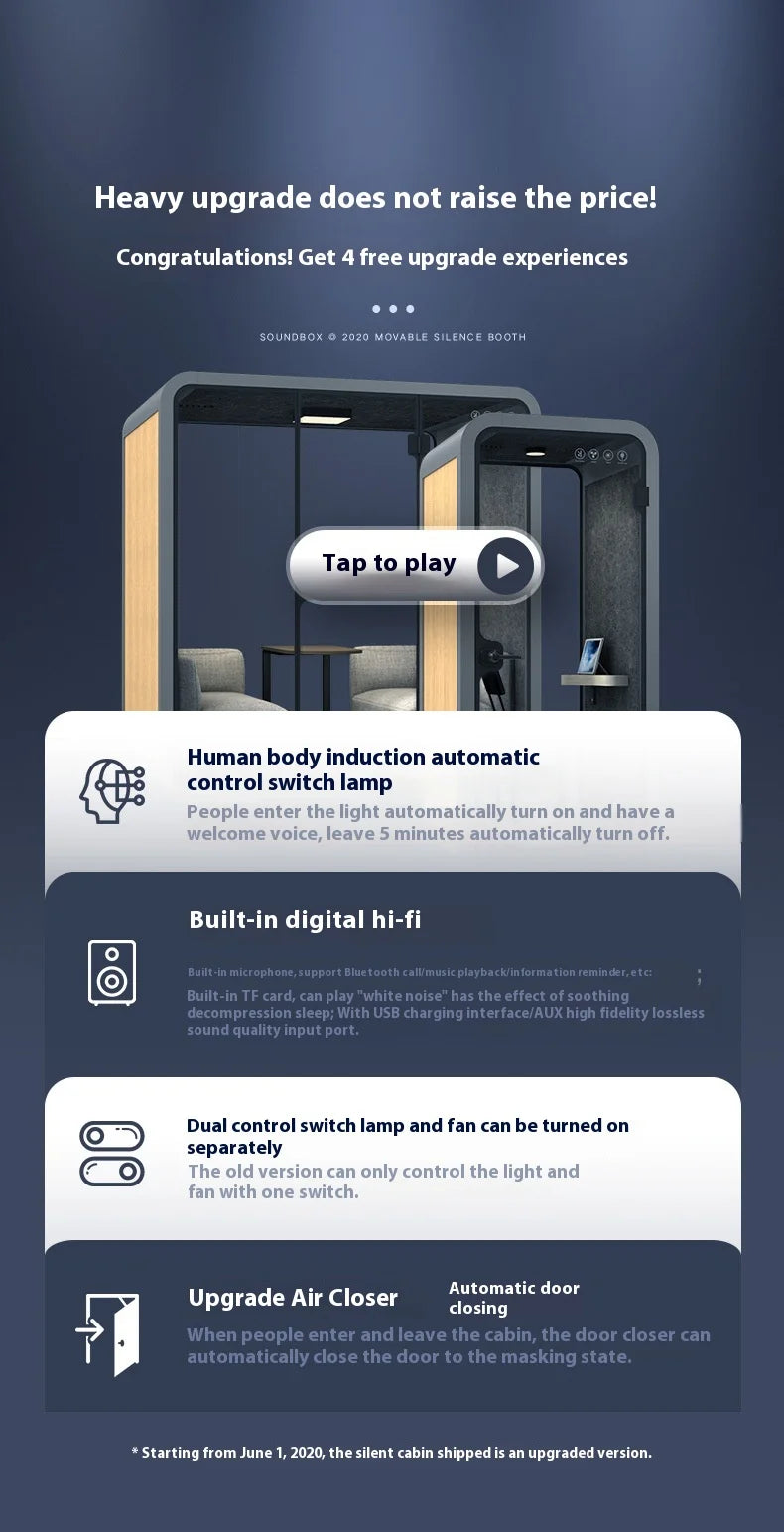Customized Large Office Pod for 6 People, New Design with Desk, Smart Silent Workspace for Home Office, Soundproof