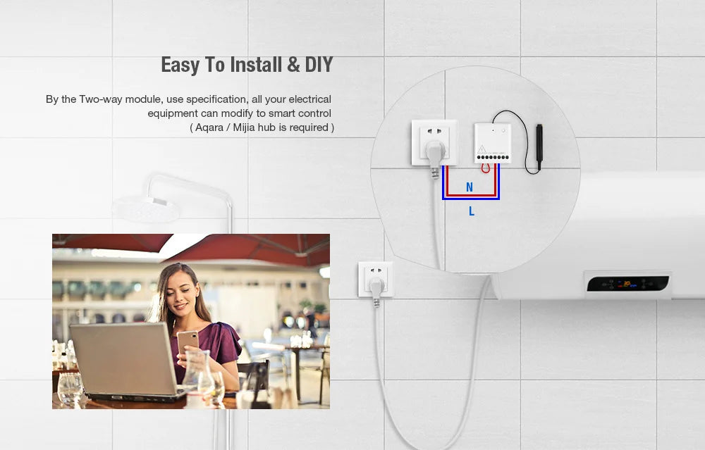 Aqara Two-way Control Module Wireless Relay Switch Controller 2 Channels Work For Mi Jia Mi Homeapp Home Kit Smart Timer