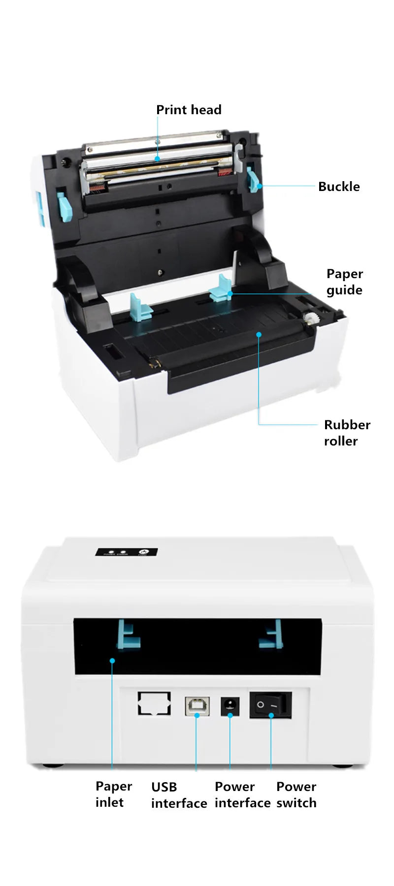 Thermal Barcode Label printers ePacket mini printer USB Bluetooth Printer Print width:40-110mm Electronic Surface Single