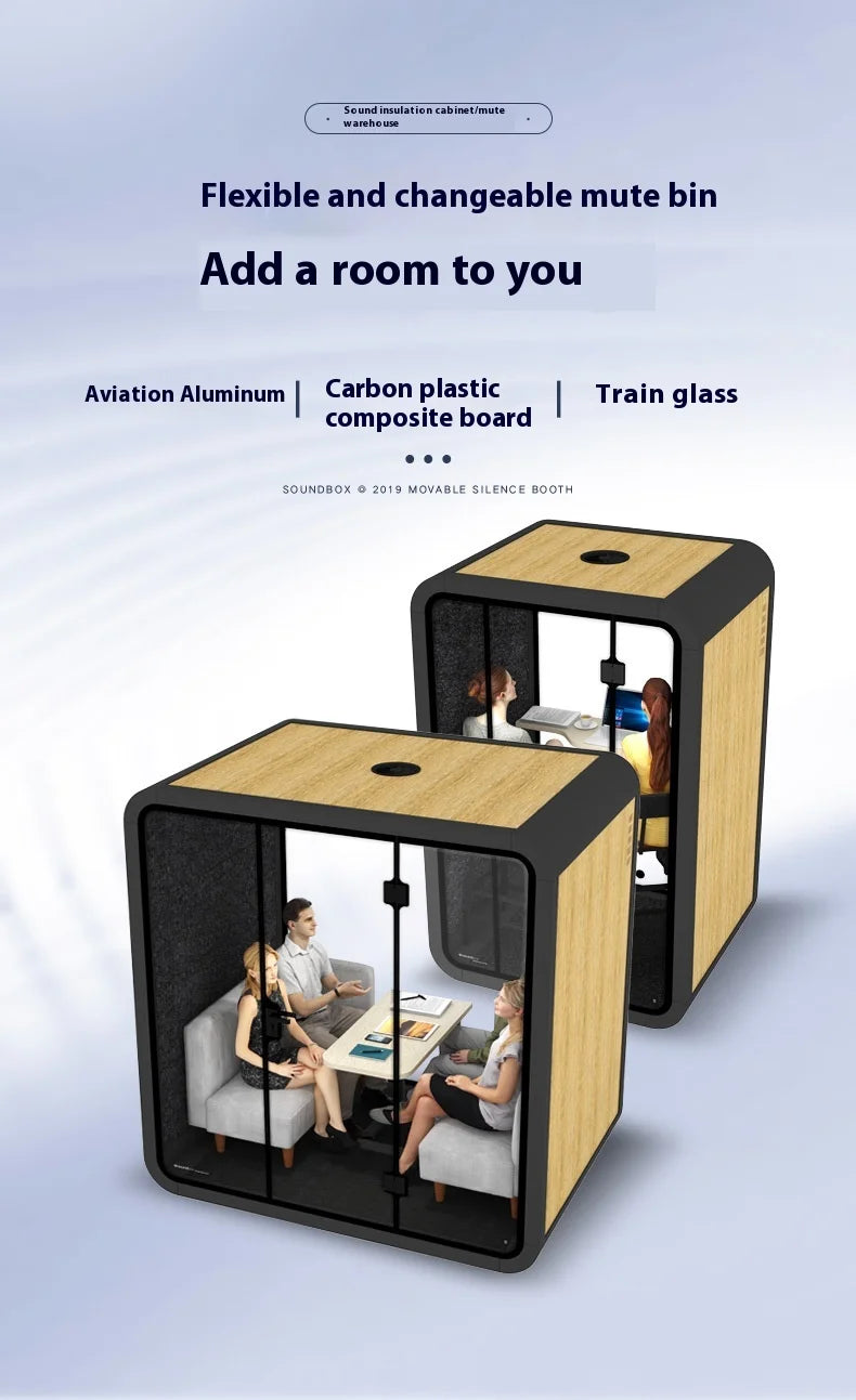 Customized Large Office Pod for 6 People, New Design with Desk, Smart Silent Workspace for Home Office, Soundproof