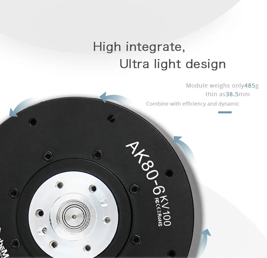 CubeMars AK80-6 KV100 Robot Brushless Motor For Exoskeleton Quadruped Robot Dynamics Robotic Dynamic Module with Driver Encoder
