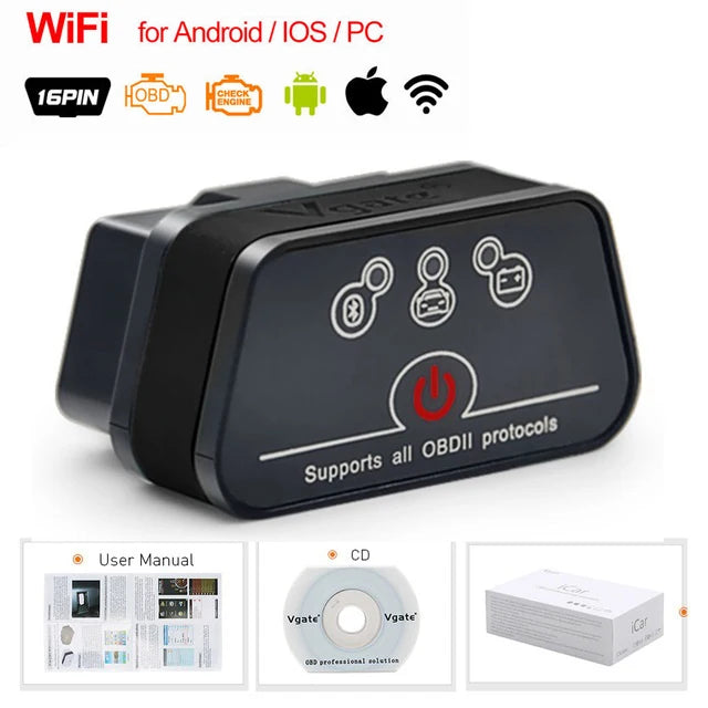 2026 Icar2 Vgate V2.1 OBD2 Scanner Bluetooth Wifi Automotive Diagnostic Scanner Tool OBD II Code Reader for Android/PC/IOS