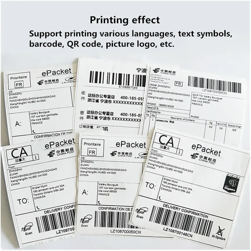 Thermal Barcode Label printers ePacket mini printer USB Bluetooth Printer Print width:40-110mm Electronic Surface Single