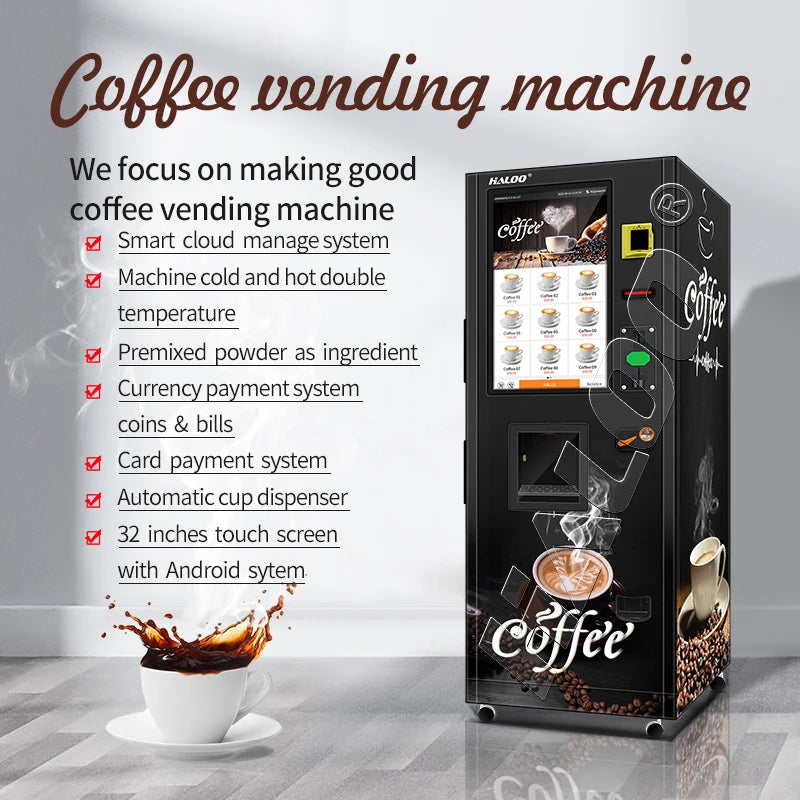 Customized Commercial Coffee Vending Equipment Fully Automatic Coffee Machine Perfect For Office Break Rooms