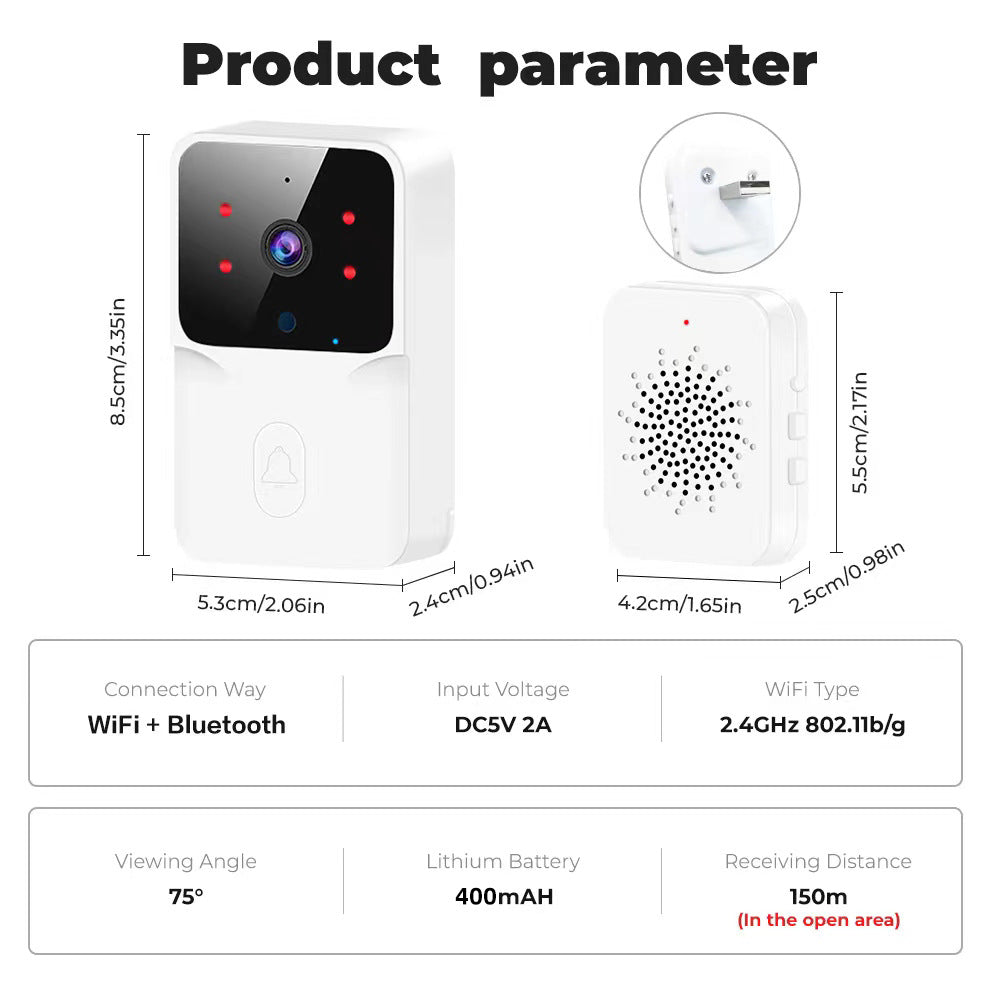 Smart Home WiFi Video Doorbell Wireless Phone Two-way Intercom System IR Night Vision Doorbell Security Door Bell Camera Monitor