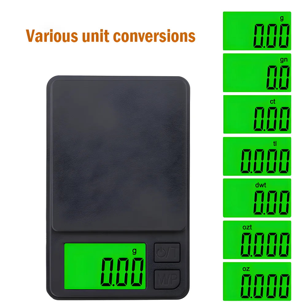 Precision Pocket Scale 1000g 0.1g - Digital Gram, Food, Jewelry, Ounces/Grains Scale with Backlit LCD - Mini Scale for Travel