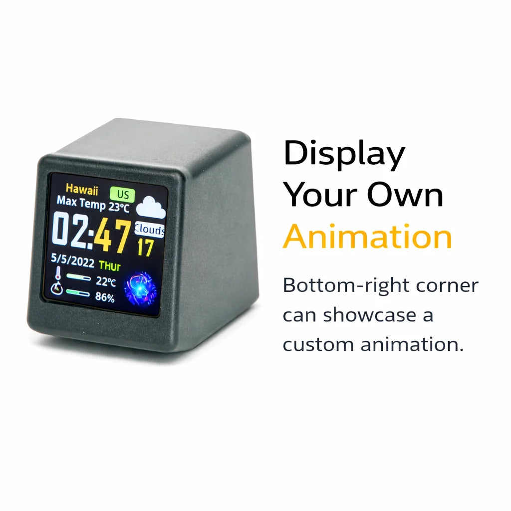Smart WiFi Desk Clock Display – Weather, Crypto & Stock Monitor, Custom UI, Real-Time Data Screen