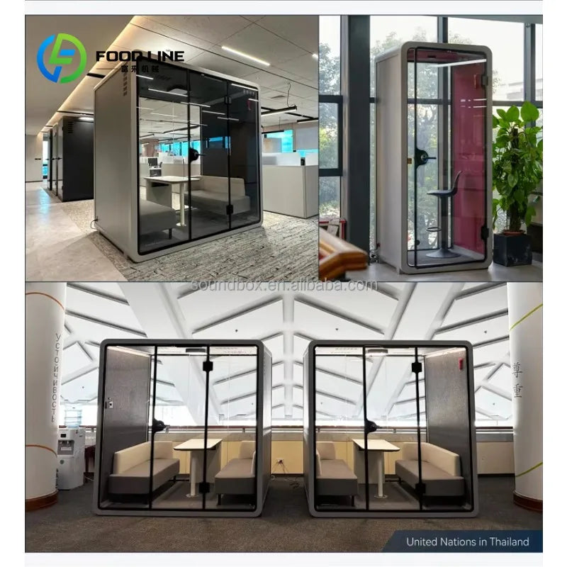 Customized Large Office Pod for 6 People, New Design with Desk, Smart Silent Workspace for Home Office, Soundproof