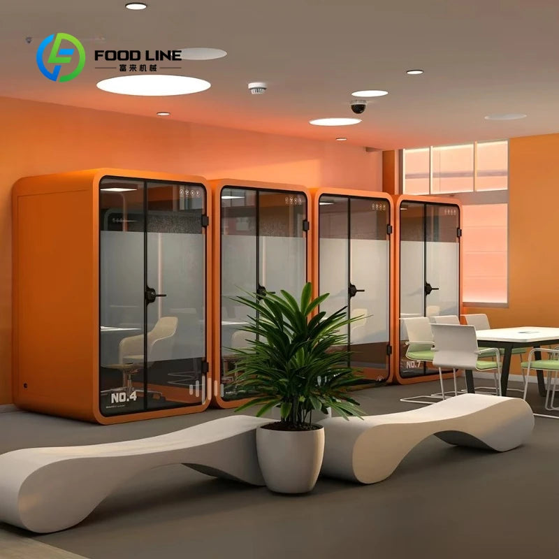 Customized Large Office Pod for 6 People, New Design with Desk, Smart Silent Workspace for Home Office, Soundproof