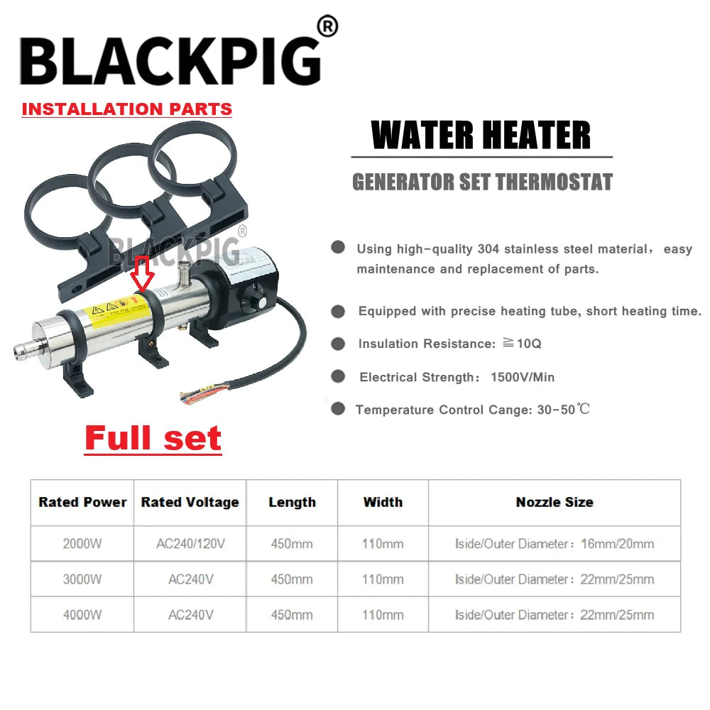 1.5KW 2KW 3KW 4KW Stainless Steel Diesel Engine Heater Adjustable Self-circulating Preheater Water Jacket Heater Generator Parts