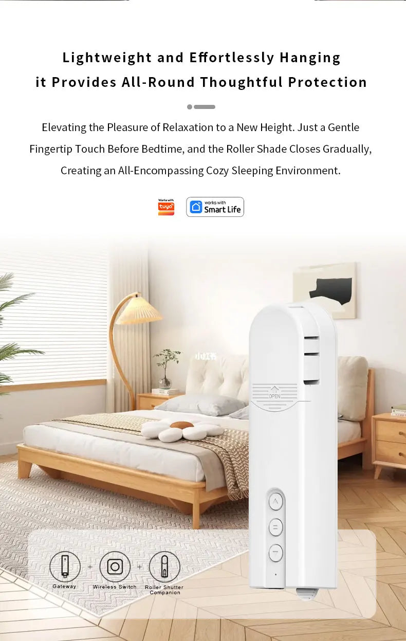 Built-in WiFi Smart DIY Motorized Chain curtain motor （plug-in model），APP/voice/remote timer settings (without gateway）
