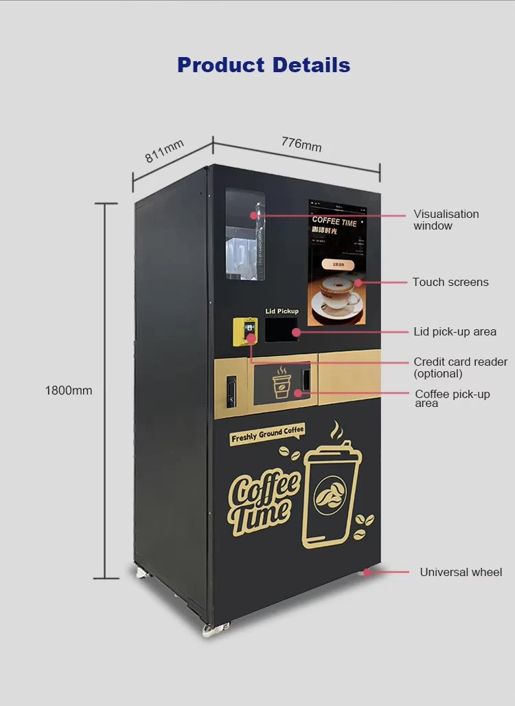 Wholesale Customized Full Automatic Smart Coffee Maker Vending Machine Commercial Operated High Efficiency