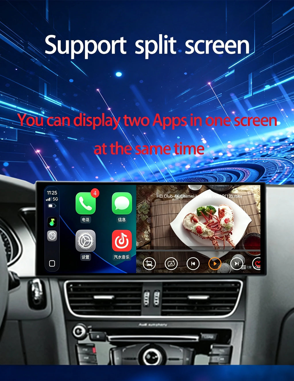 GPS RHD Android 16 Car Radio Multimedia Player for Audi A4 B8 A5 2009 - 2016 Wireless Carplay 4G DSP Stereo Ultra-thin Screen