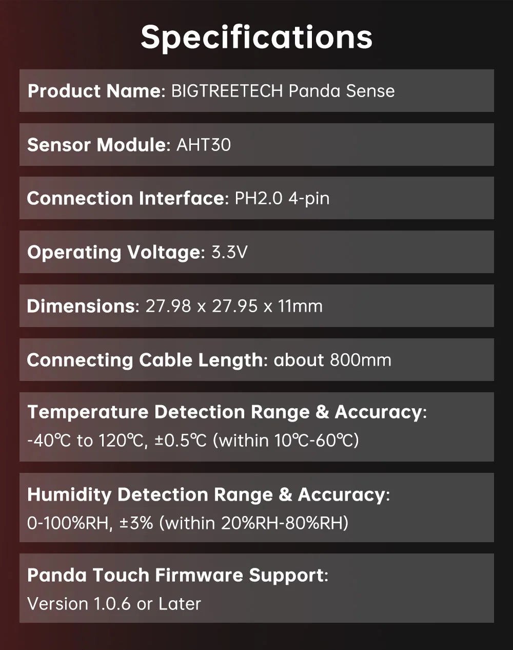 BIGTREETECH Panda Sense For Panda Touch 3D Printers Magnetic Plug And Play Hight Precise Real Time Temperature Humidity Sensing
