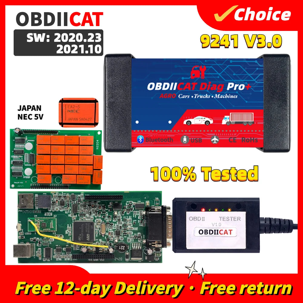 A+++Quality New Multidiag Pro TCS V3.0 NEC Relays 9241A Chip Bluetooth OBDIICAT VCI TCS OBD2 Car/Truck Diagnostic-Tool Scanner