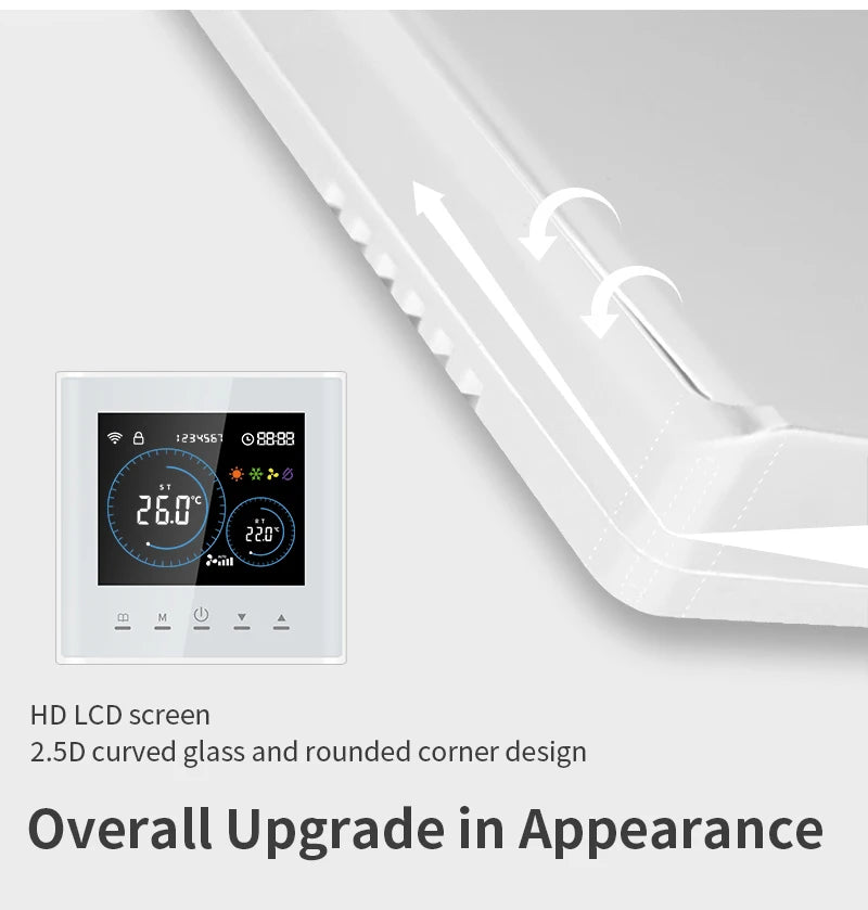 Smart Wifi Thermostat for AC Energy Saving HVAC Fan Coil Temperature Controller Flexible Square Shape for Hospital Cold Room