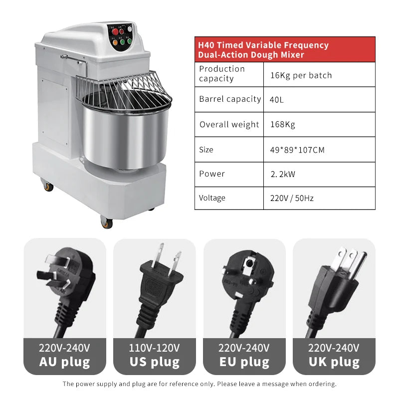 Customized New 40-Liter Double-Action Dual-Speed 2200W Dough Mixer Commercial High-Power Multifunctional