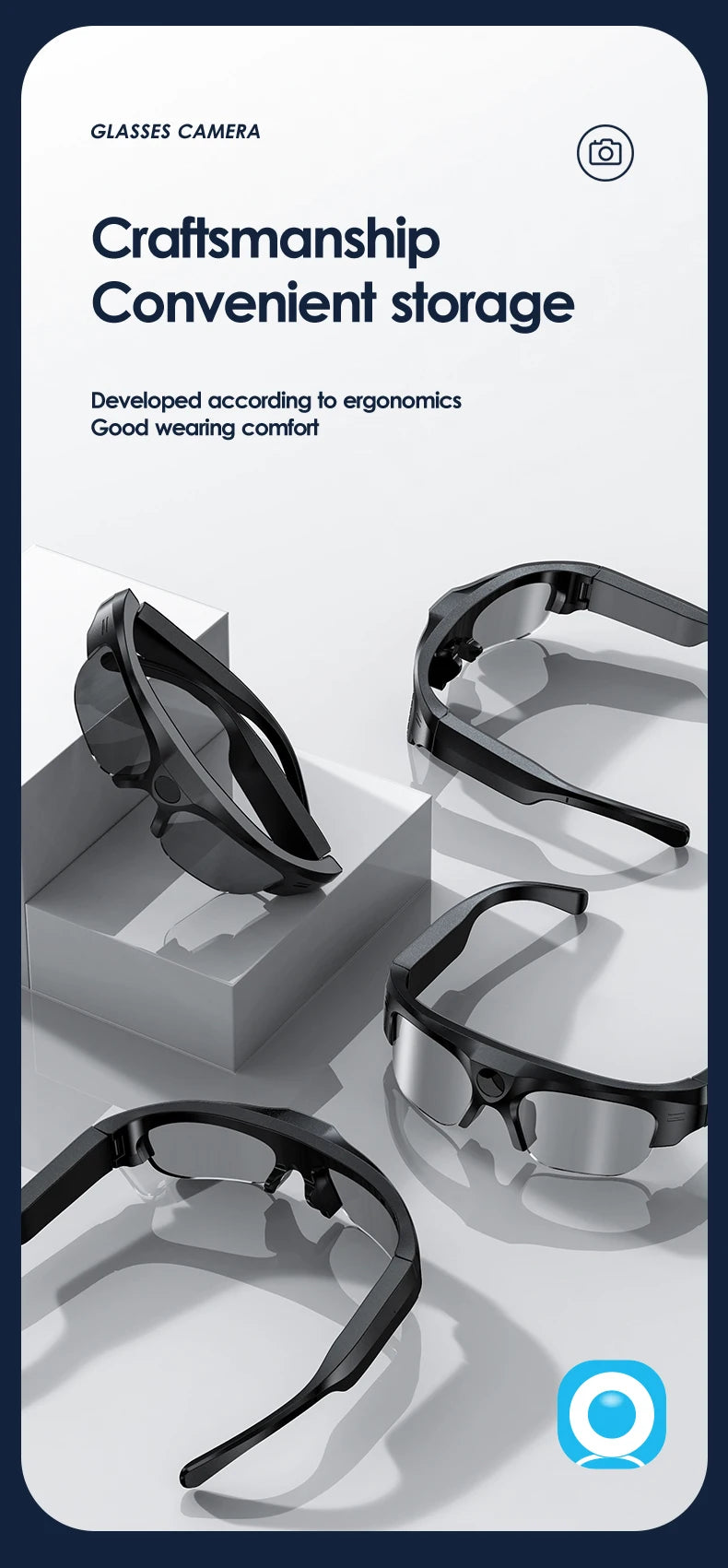 Smart 4K glasses, WiFi sunglasses camera, smart home secret camera, mini camera for shooting and recording videos