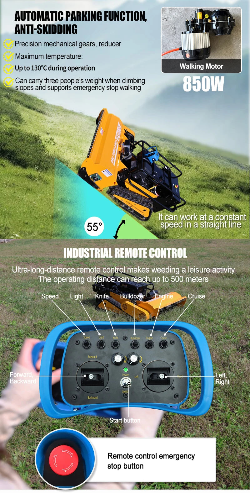 Customized CE Certified Lawn Mower Household Robot Lawn Mower,Crawler RC 4-Stroke Lawn Trimming Equipment