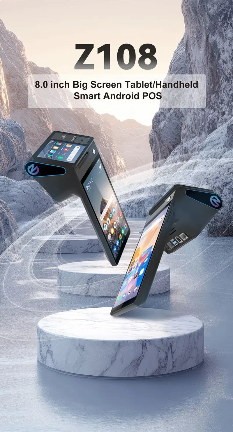 Z108 Android 14 Dual Screen POS Terminal Sales Point Cash Register with 8-inch Touch Screen NFC Scanner 58/80mm Thermal Printer