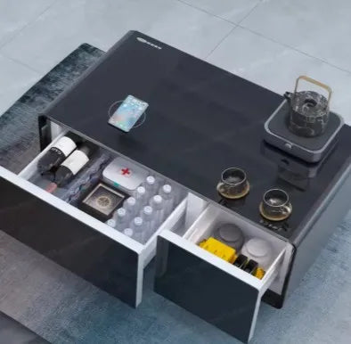 Smart coffee table refrigerator with wireless charging multi-function furniture automatic defrosting