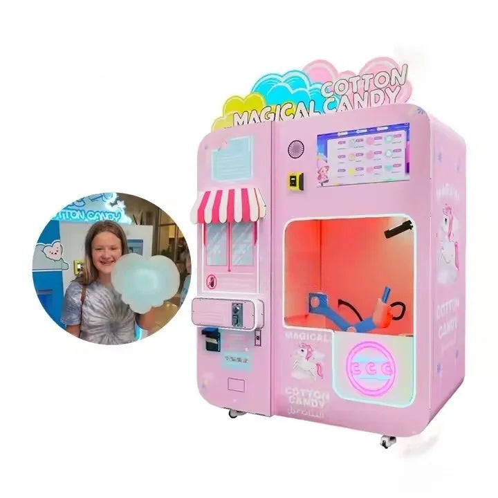 Cotton Candy Machine Robot Factory Customized Commercial Fully Automatic Vending Machine for Shopping Mall Multi-Flavor