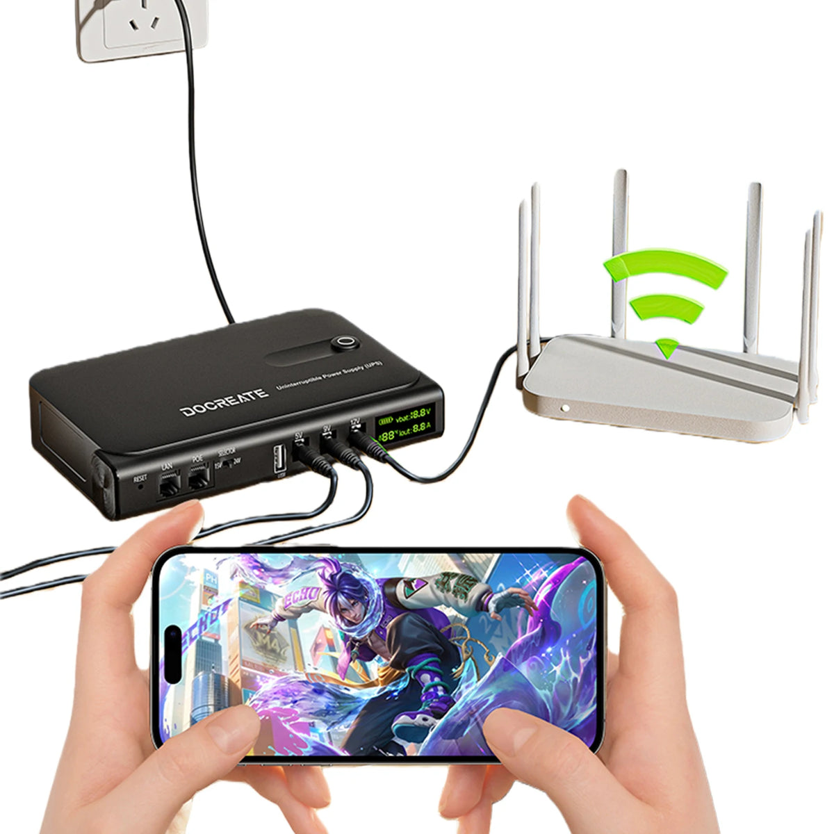 UPS Uninterruptible Power Without Battery UPS Backup Battery Power Supply Supports 5V/9V/12V for Router/Modem/ Camera