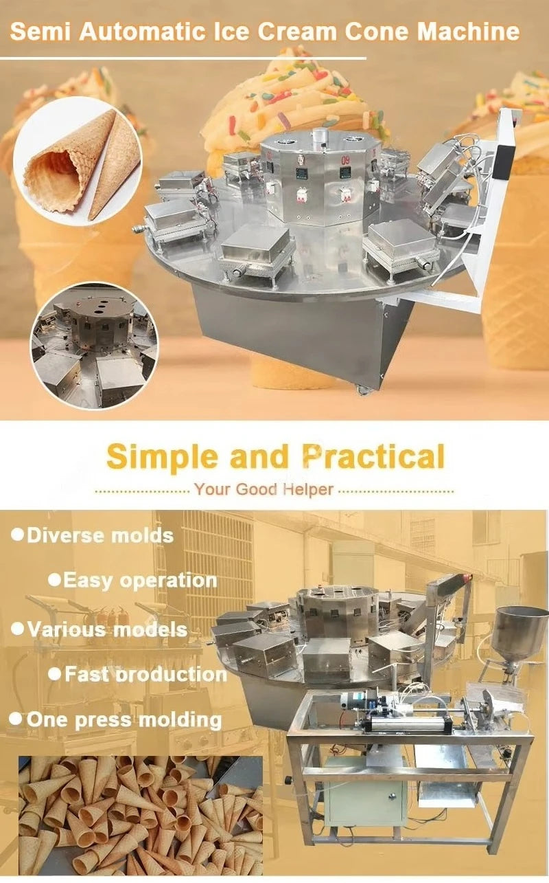 Customized Small Commercial Stroopwafel Line High Efficiency Ice Cream Cone Crispy Egg Roll Waffle Maker Top Selling