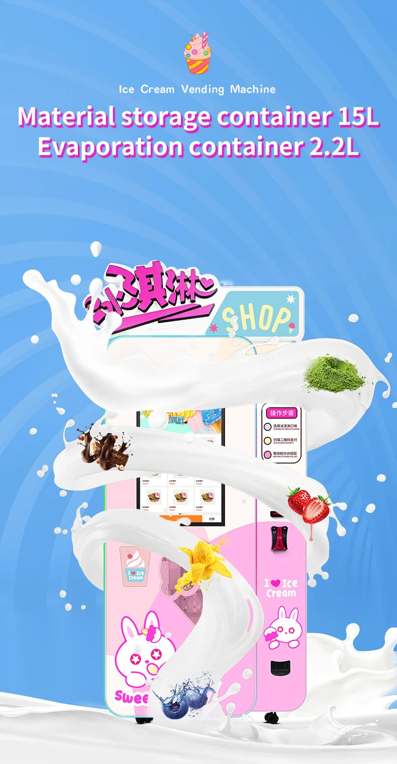 Customized Outdoor Ice Cream Vending Machine Automatic Soft Serve Robotic Self Service Equipment For Commercial Business Use
