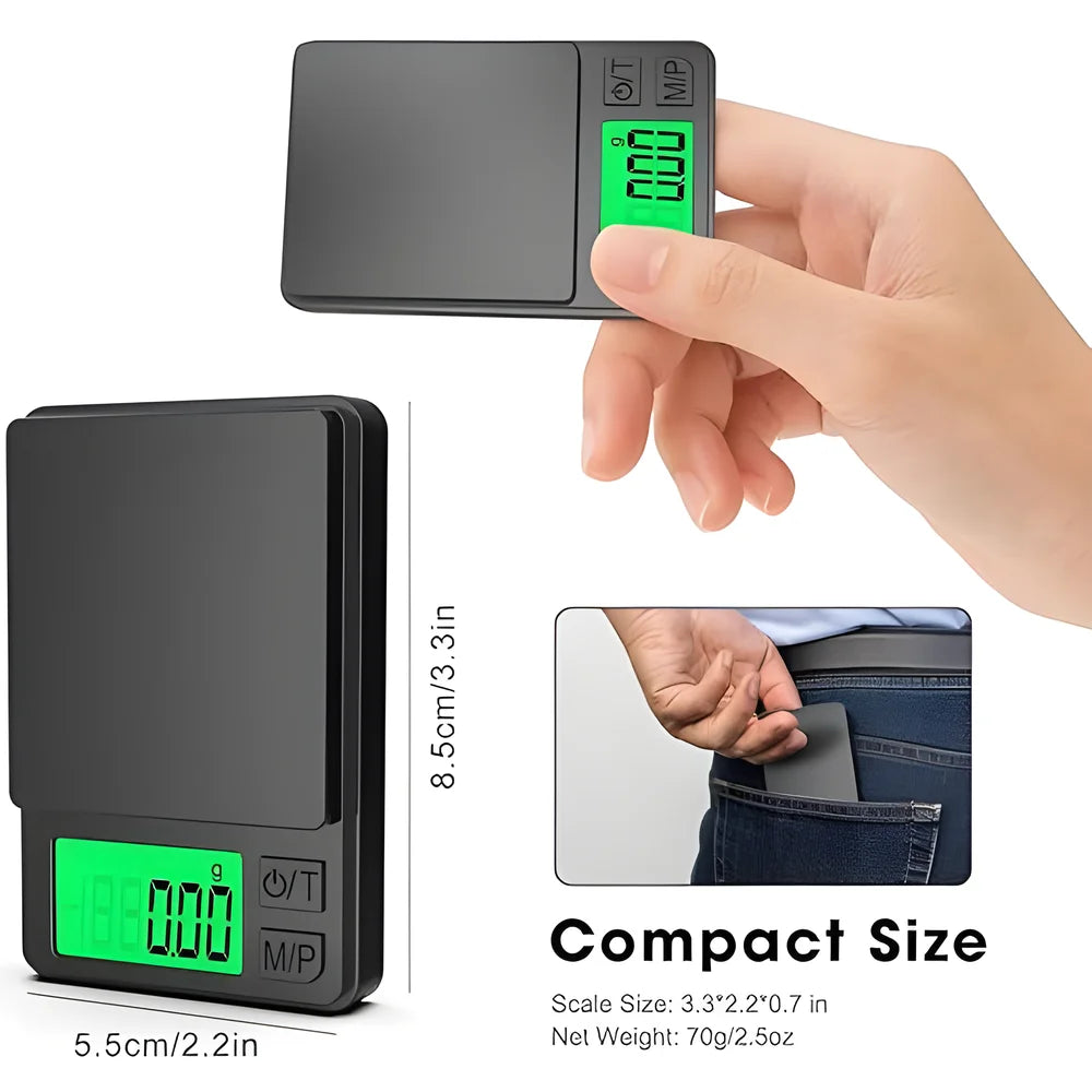 Precision Pocket Scale 1000g 0.1g - Digital Gram, Food, Jewelry, Ounces/Grains Scale with Backlit LCD - Mini Scale for Travel
