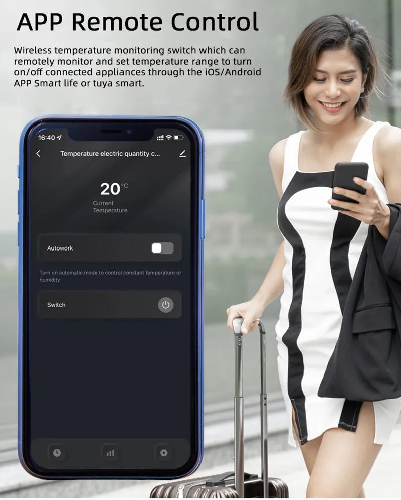 Smart Life WiFi Temperature Switches 16A Smart Thermostat Real-time Energy Comsuptiom Monitoring with RF433 Alexa Compatible