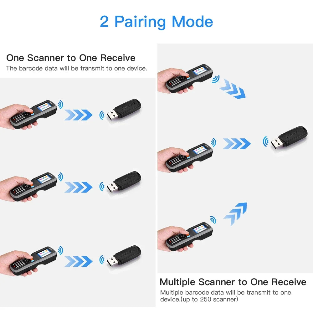 Eyoyo PDT6000 1D Barcode Scanner | 2.2" TFT Screen & 120m Wireless Range | Data Collector & Inventory Counter with USB Receiver