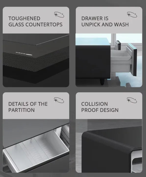 Smart coffee table refrigerator with wireless charging multi-function furniture automatic defrosting
