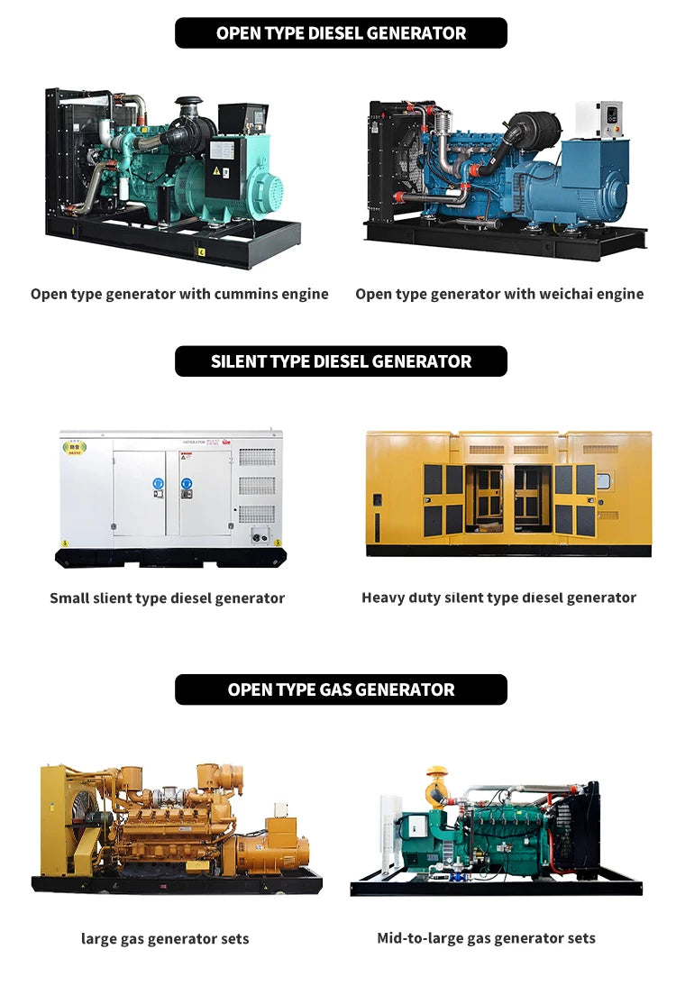 Hot-sellingEfficient 500KW Biogas Diesel Generator Set with Open Frame Design 50/60Hz Frequency Natural Gas Turbine Water Cooled