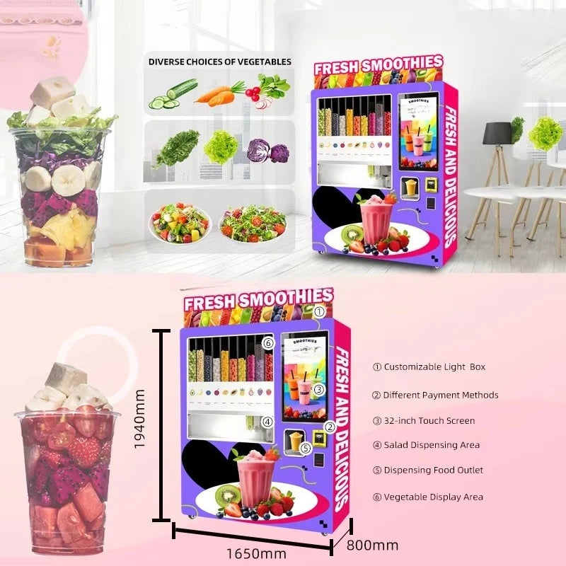 Fully Automatic Smoothie Vending Machine Customize Self Service Smart High Efficiency For Mall Restaurant 24H Stable Operation