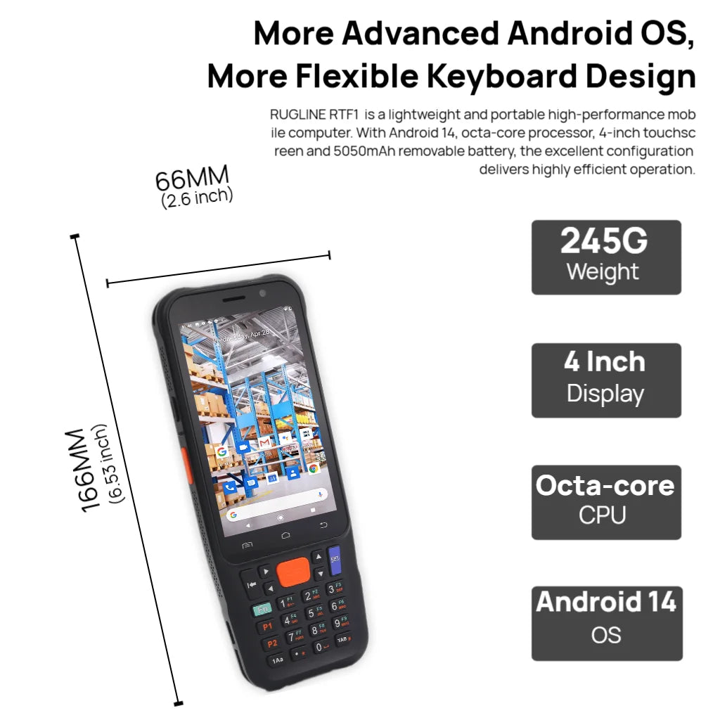 Android 15 2D Barcode Scanner MTK6769 5050mAh Battery Handheld Scanner 4GB+64GB Rugged PDA Handheld Computer 4G