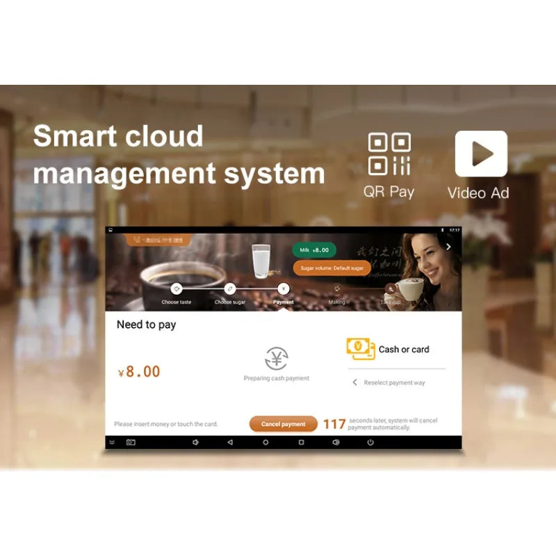 Smart Protein Shake Vending Machine Automatic Mixing System Touch Screen Cashless Payment Gym Fitness Use