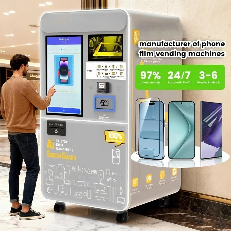 Fully Automatic Customized Mobile Phone Tempered Glass Film Vending Machine Commercial Credit Card Application High Efficiency