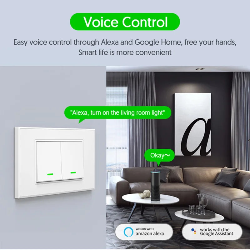 Milfra Smart Wifi Switch IT KR Standard Wireless Home Wall Button Switches 1/2/3 Gang Tuya Smart Life App Voice Control by Alexa