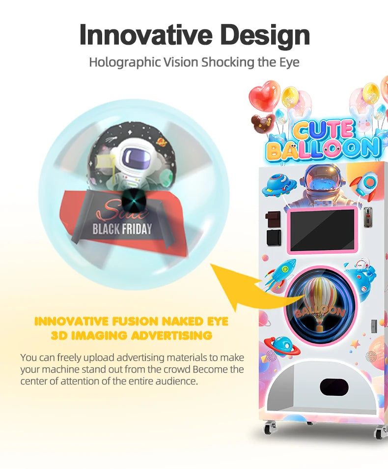 Custom Logo Commercial Automatic Balloon Vending Machine Efficient Coin Card Payment Options Retail Business Use High Efficiency