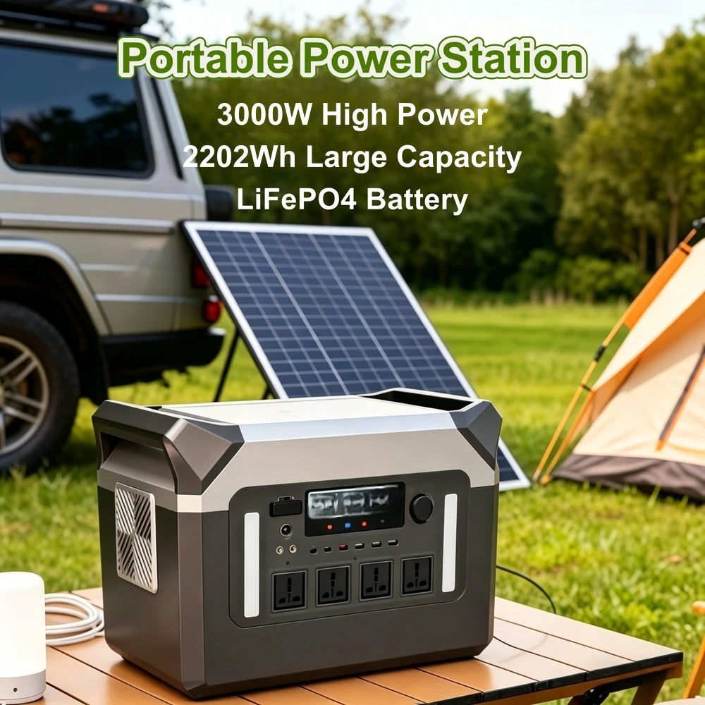 3000W Portable Power Station LiFePO4 Battery Solar Generator Power Bank Outdoor Camping Emergency Energy Storage Power Supply