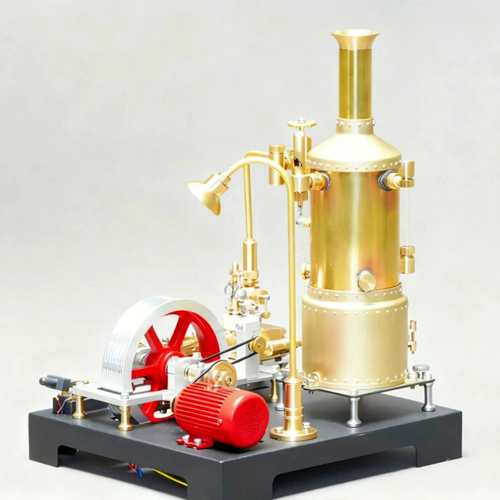 Stationary Mill Steam Engine Model Kit Startable CNC Processing SE-03 Steam Engine Model with Boiler Generator Light Stand