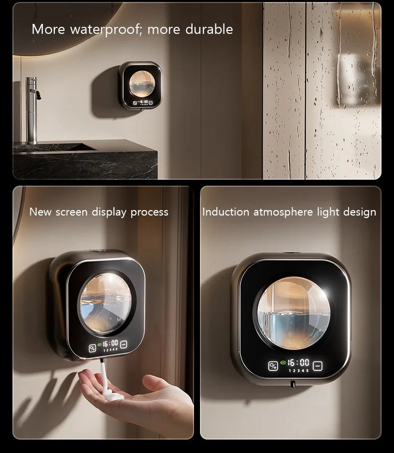 Smart Automatic Foaming Soap Dispenser - USB Wall Mount Touchless Rechargeable LED Screen Display Large Capacity Adjustable Foam