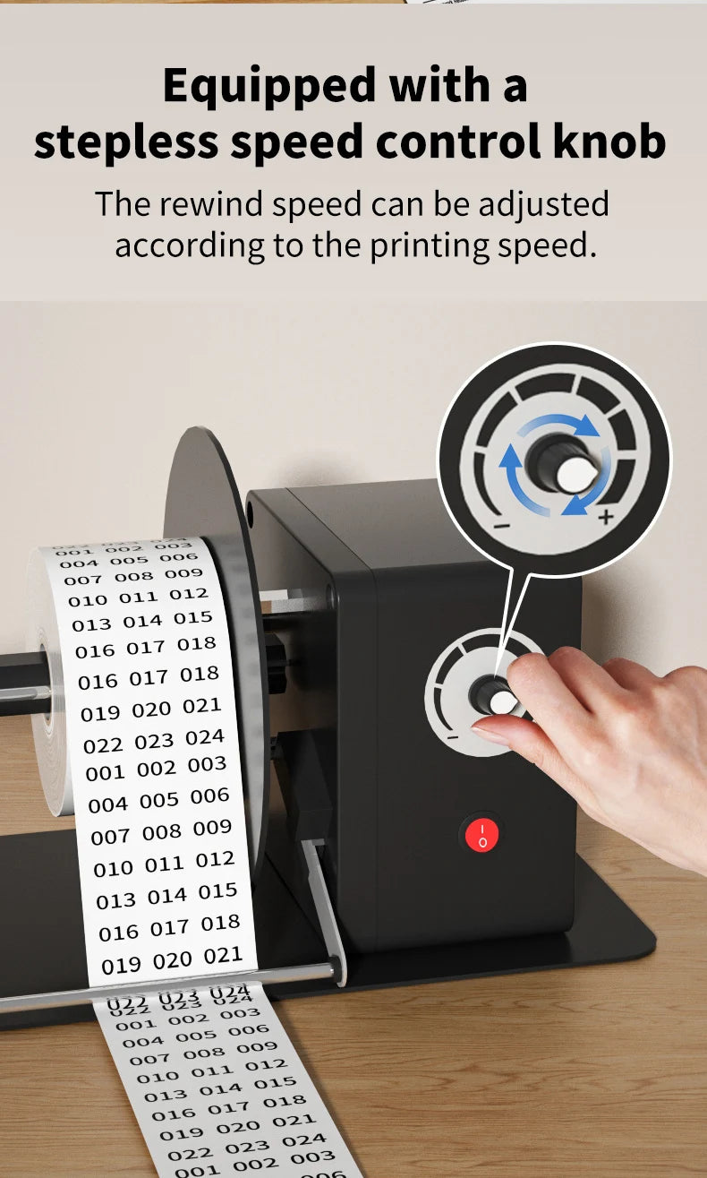 Automatic Label Rewinder Stepless Speed Adjustable Label Dispenser Industrial Grade Label Printer Accessory for Barcode,Sticker