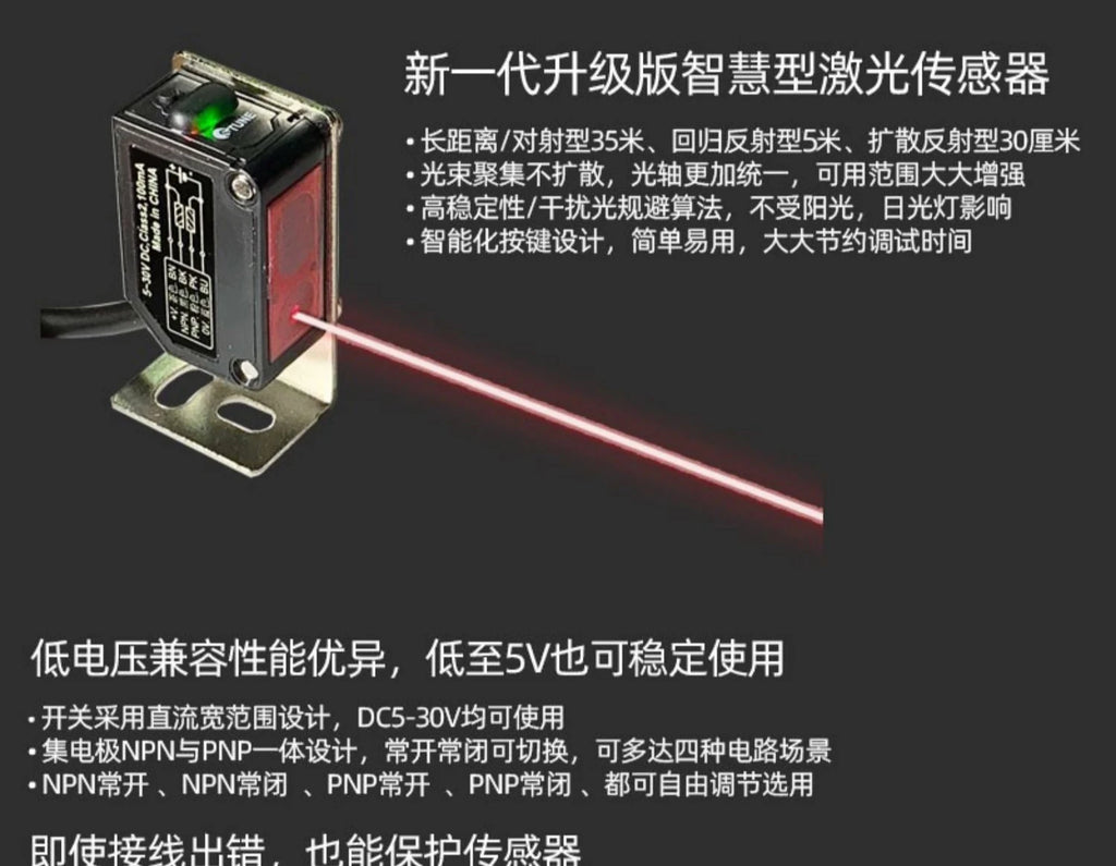 Small Laser Diffuse Reflection Photoelectric Switch PZ-D41 PZ-D42 Small Size Square Retro-reflective Sensor 5V12V24V