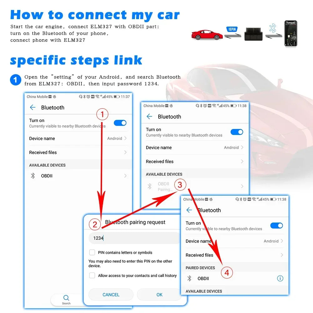 NEW Super ELM327 V1.5 Bluetooth PIC18F25K80 Automatic OBD2 Scanner Code Reader Car Suitable all OBDII protocols Diagnostic ToolS
